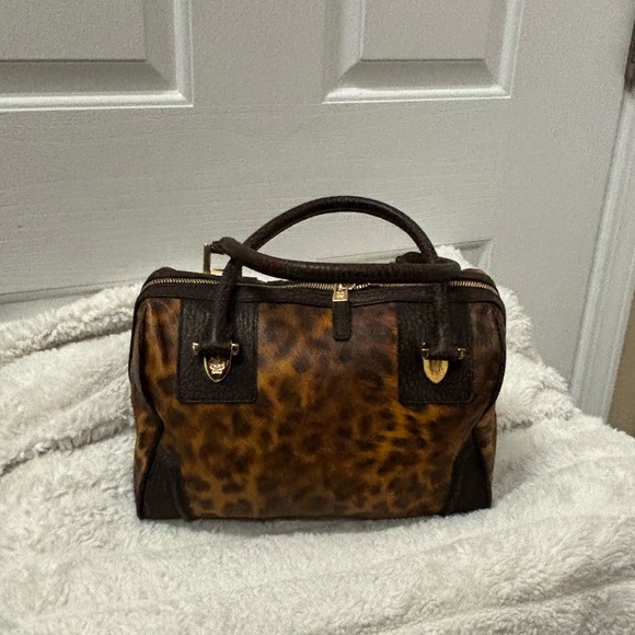 DAKS London Leather bag animal print gold accent 11 x 10x 7 - Picture 7 of 15